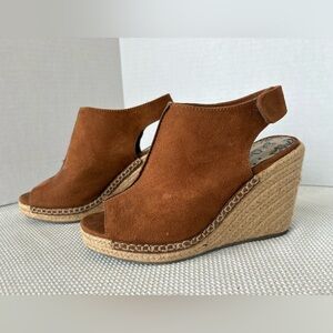 Brash Women's 6.5 Espadrille Wedges Brown Peep Toe
